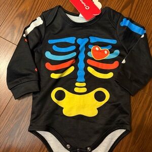 PatPat Black Skeleton Print Kids baby onesie long sleeve Bodysuit